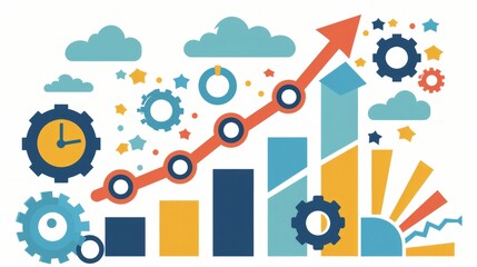 Entrepreneurial trend growth concept, improve the company's development blueprint. The arrows in the picture grow up. Plan for optimal sales performance, return on investment,
