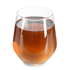 Tasty fresh apple juice in glass isolated on white