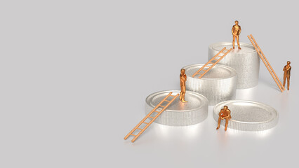The coins and stair for Business concept 3d rendering.