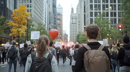 Obraz premium Street unrest: intense city riots featuring violent protest march, with explosions, smoke filling the air, showcasing conflict between angry demonstrators, police amidst chaos of urban disaster.