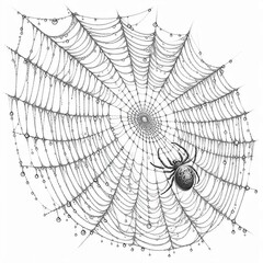 Obraz premium Morning Mirage: Dew-Laden Spiderweb in Sunlight