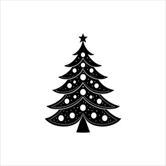 Silhouette of a Christmas tree. Christmas tree vector. Christmas tree silhouette icon.