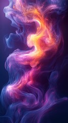 Obraz premium Abstract swirling colors of purple, orange, and blue smoke.