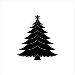 Silhouette of a Christmas tree. Christmas tree vector. Christmas tree silhouette icon.
