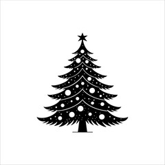 Silhouette of a Christmas tree. Christmas tree vector. Christmas tree silhouette icon.