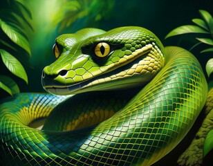 Fototapeta premium Green Anaconda Snake