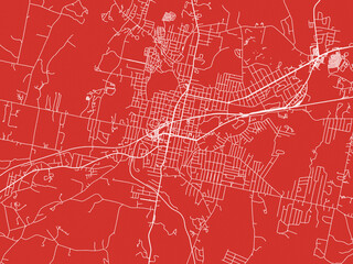 Christmas Map of Pittsfield Massachusetts, USA in Snowy White on Festive Red Background.