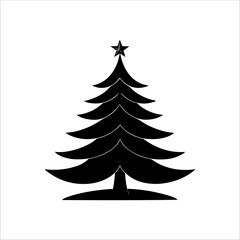 Silhouette of a Christmas tree. Christmas tree vector. Christmas tree silhouette icon.