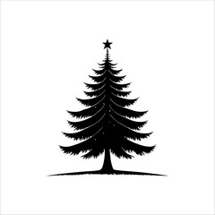 Silhouette of a Christmas tree. Christmas tree vector. Christmas tree silhouette icon.
