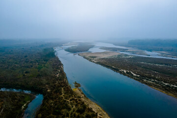 aerial view of River in Chitwan, Nepal.