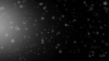 Winter freeze motion of white snow coming down, isolated on black background. Snowfall texture overlays.