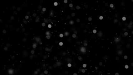 Winter freeze motion of white snow coming down, isolated on black background. Snowfall texture overlays.