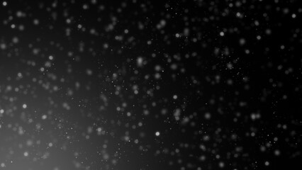 Winter freeze motion of white snow coming down, isolated on black background. Snowfall texture overlays.