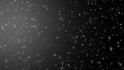 Winter freeze motion of white snow coming down, isolated on black background. Snowfall texture overlays.