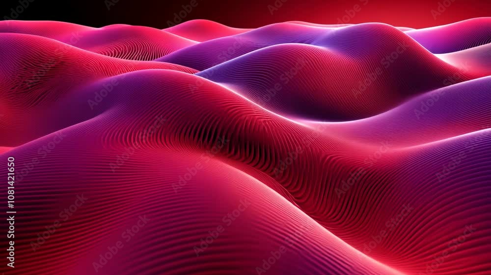 Poster a close-up view of red and purple flowing lines creating a 3d-like wave effect