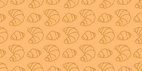 Bread pattern background. doodle croissant pattern background. bread seamless pattern background. bakery theme pattern. croissant seamless pattern background.