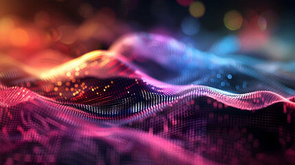 Abstract 3D Background with Pink, Blue, and Yellow Lights