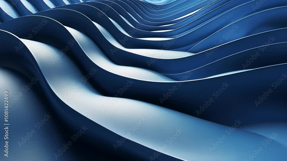 Poster abstract blue waves and curves in a contemporary 3d render - modern futuristic design with smooth li