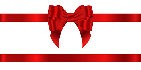 Red bow with ribbon for decorating gift boxes, festival gifts, souvenirs, design elements.