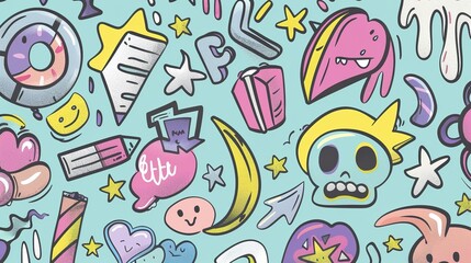 Graffiti Line Cute Elements - a vibrant and playful design. The graffiti-style elements add a fun and creative flair to the visual.