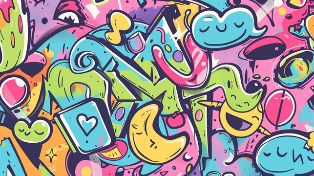 Graffiti Line Cute Elements - a vibrant and playful design. The graffiti-style elements add a fun and creative flair to the visual.