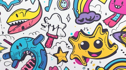 Graffiti Line Cute Elements - a vibrant and playful design. The graffiti-style elements add a fun and creative flair to the visual.