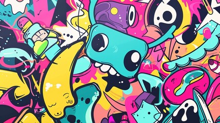 Graffiti Line Cute Elements - a vibrant and playful design. The graffiti-style elements add a fun and creative flair to the visual.