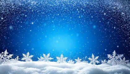 Christmas blue background with snow and space for your text 