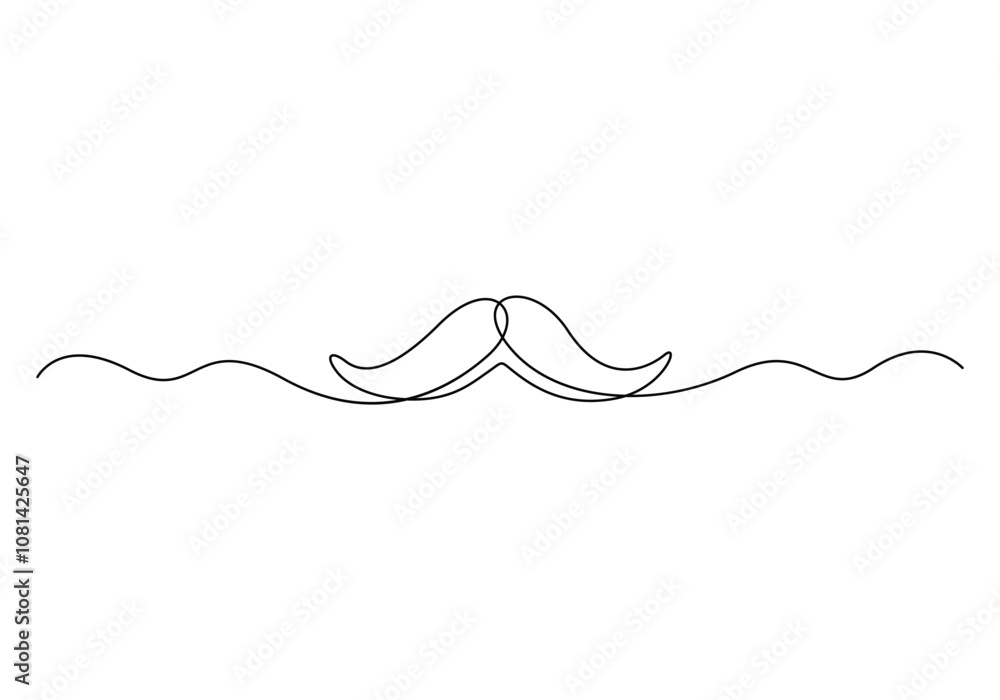 Aufkleber linear background of mustache. continuous one line drawing of a mustache. vector illustration. musta