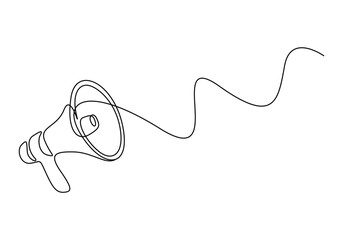Megaphone public horn speaker continuous line drawing vector illustration