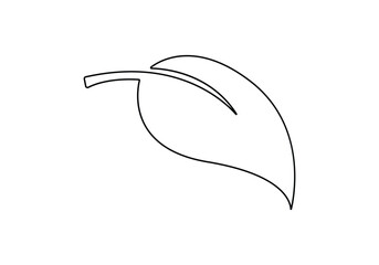 Leaf single continuous line art style vector illustration