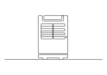 Continuous one line drawing of portable Air conditioner outline vector illustration