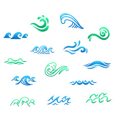 波のイラストセット