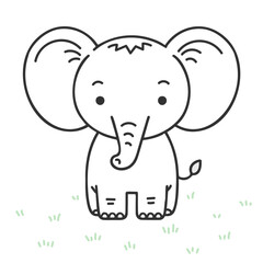 Elephant children coloring book style vector illustration