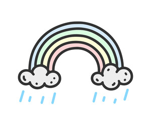 Rainbow sky colorful arc simple playful children coloring book style vector illustration