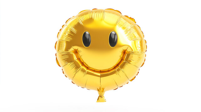 Naklejki Bright yellow smiling emoji foil balloon with glossy finish