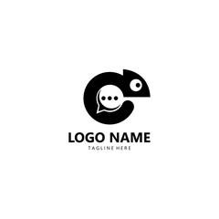 chat chameleon logo design vector