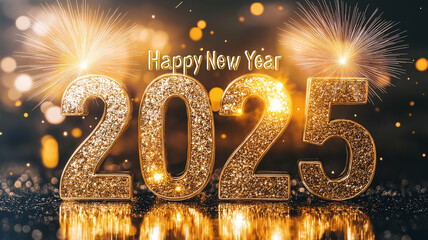 A large silver and gold sign that says "2025" luxurious elegant, unique, creative