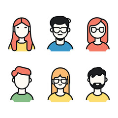 Cartoon Faces of People in Simple and Fun Style