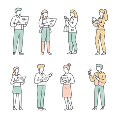 Group of People Conversing and Gesturing in Line Drawing