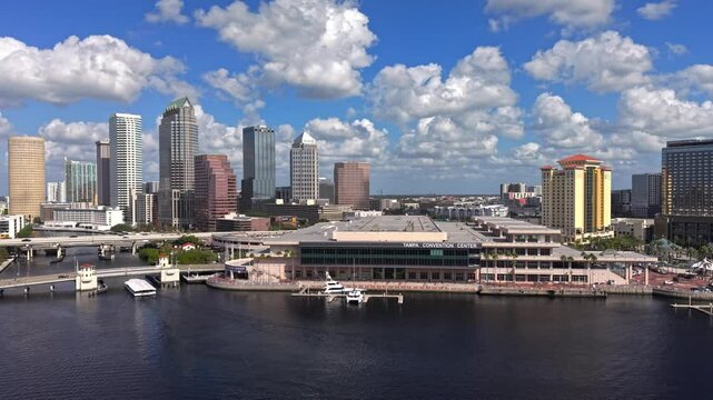 Tampa Convention Center in downtown aerial view
