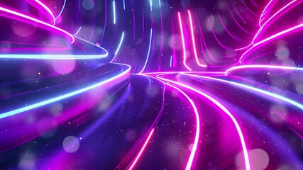 abstract wavy background with ultraviolet neon light 3d render seamless looping overlay 4k virtual video animation background - Powered by Adobe