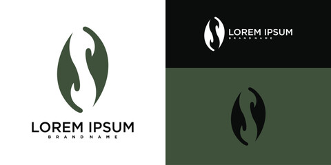 Initial Letter S logo. combination of hand symbol with negative space letter inside. Premium Vector