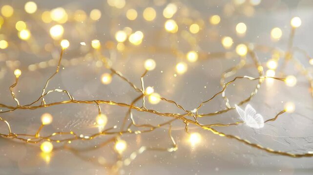 golden string light christmas seamless looping overlay 4k virtual video animation background