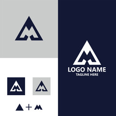 letter AM triagle monogram logo design vector