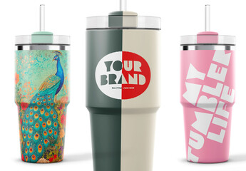 14oz Tumbler Mockup – Realistic Photoshop Template with Customizable Layers, Inspired Design