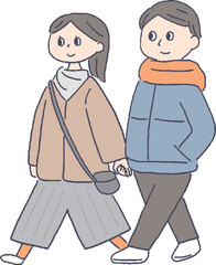 手を繋いで歩くカップル