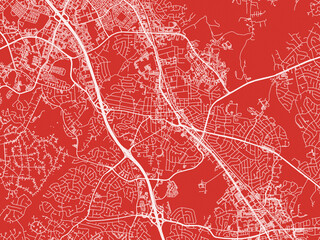 Christmas Map of Rockville  Maryland, USA in Snowy White on Festive Red Background.