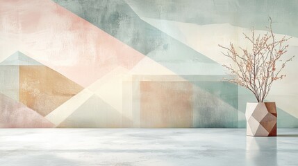 Contemporary Japanese Geometric Artwork Display