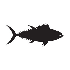 Graceful silhouette of a tuna, tuna silhouette vector illustration. tuna silhouette simple vector icon